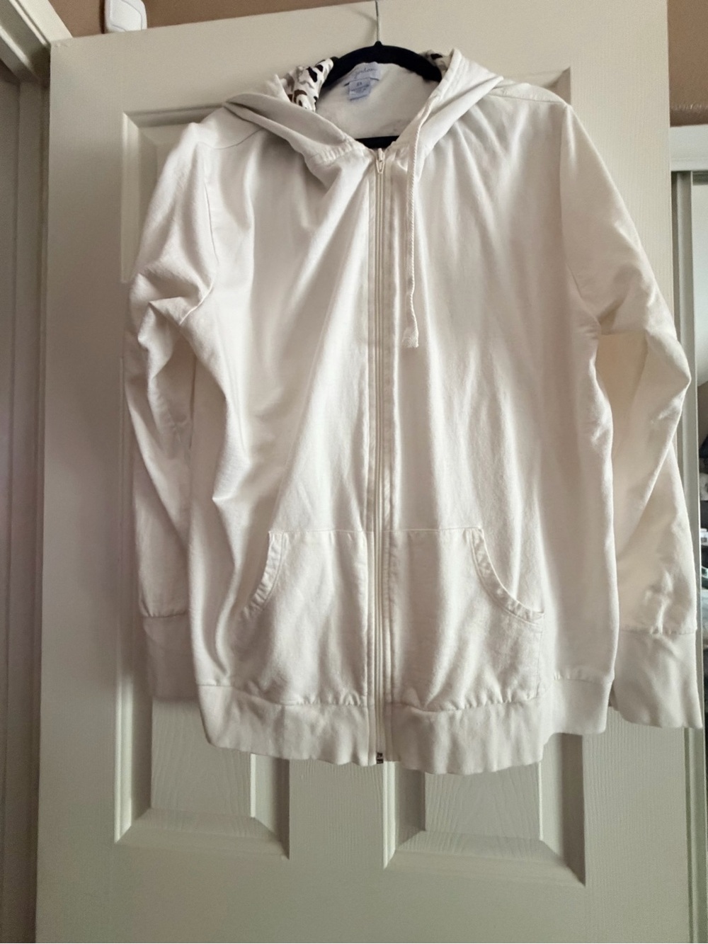 K Jordan White Hoodie Jacket with Gold and Black Floral Print